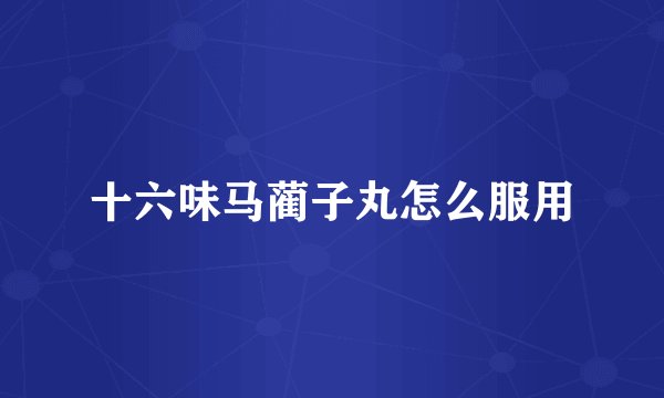 十六味马蔺子丸怎么服用