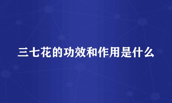 三七花的功效和作用是什么