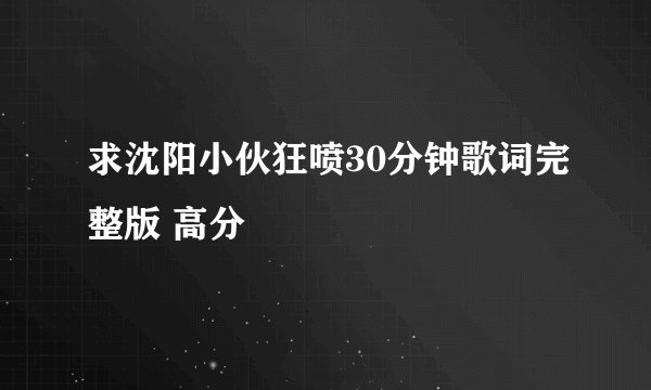 求沈阳小伙狂喷30分钟歌词完整版 高分