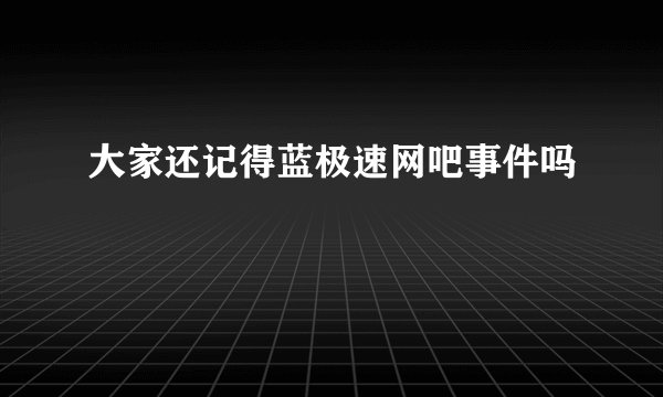 大家还记得蓝极速网吧事件吗