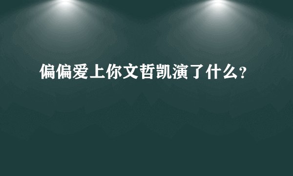 偏偏爱上你文哲凯演了什么？