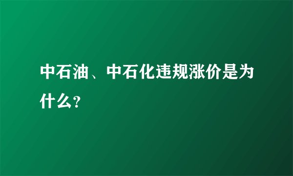 中石油、中石化违规涨价是为什么？