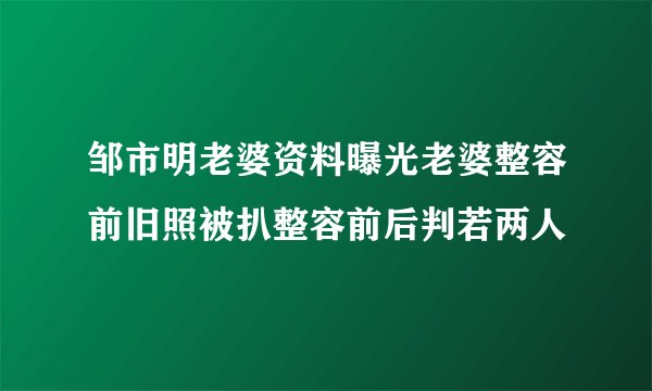 邹市明老婆资料曝光老婆整容前旧照被扒整容前后判若两人