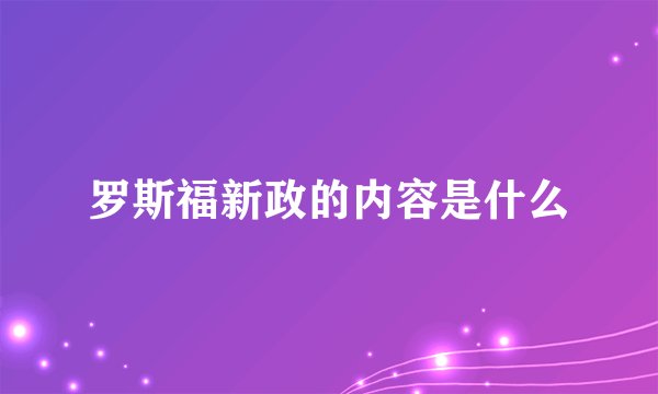 罗斯福新政的内容是什么