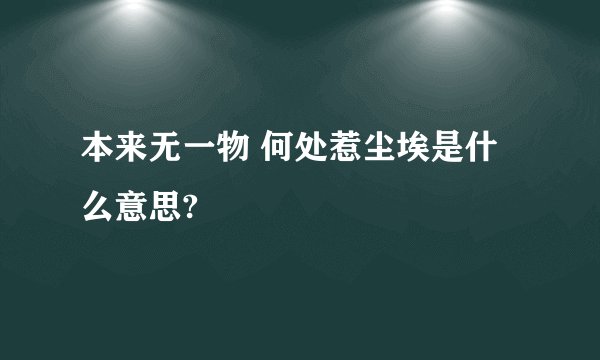 本来无一物 何处惹尘埃是什么意思?