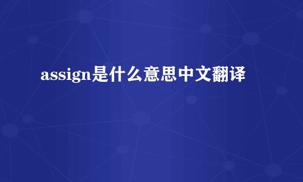 assign是什么意思中文翻译