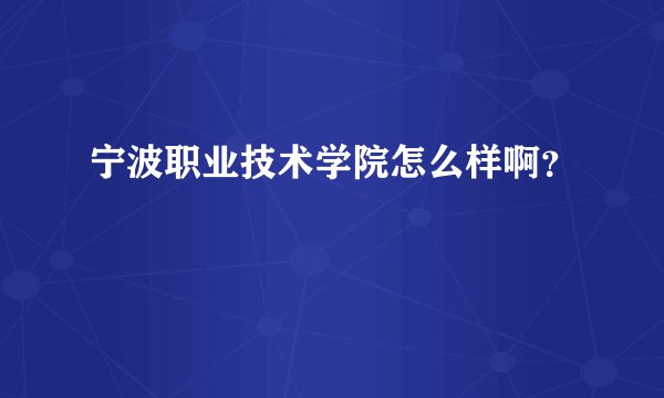 宁波职业技术学院怎么样啊？
