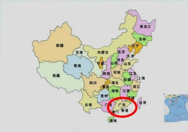 中华人民共和国地图上广州的位置图