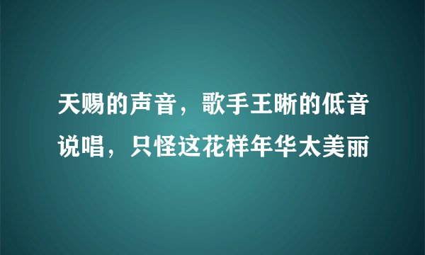 天赐的声音，歌手王晰的低音说唱，只怪这花样年华太美丽