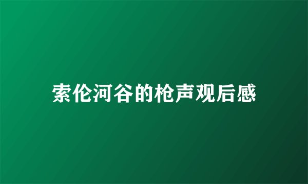 索伦河谷的枪声观后感