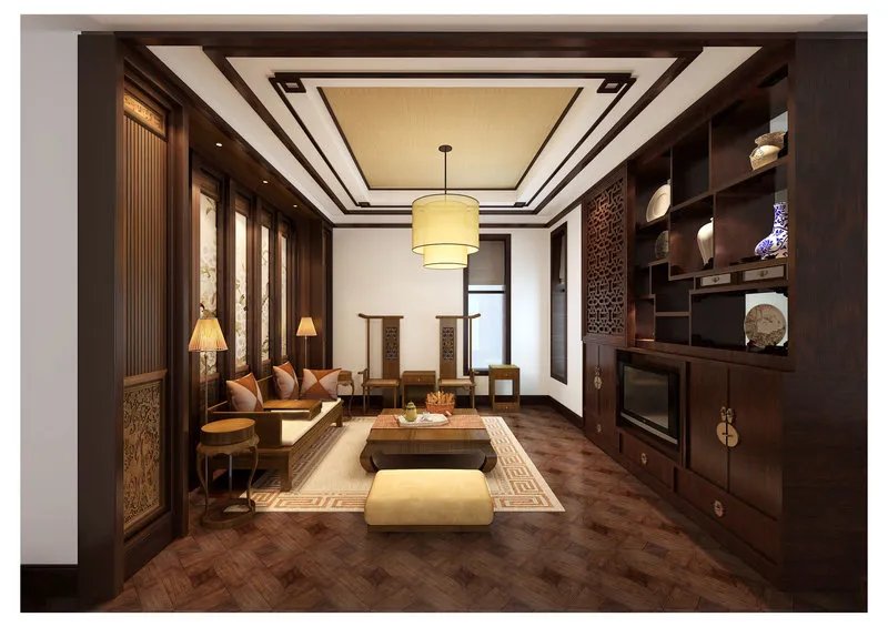 中式别墅装修效果图 古典素雅铸造美家