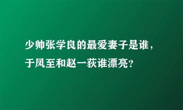 少帅张学良的最爱妻子是谁，于凤至和赵一荻谁漂亮？