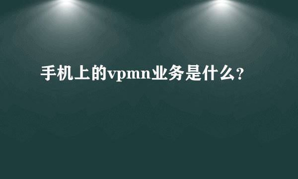 手机上的vpmn业务是什么？