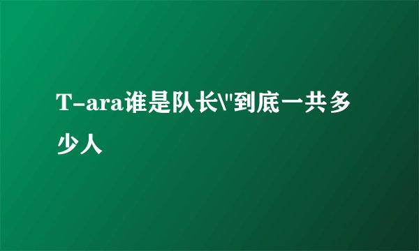 T-ara谁是队长\