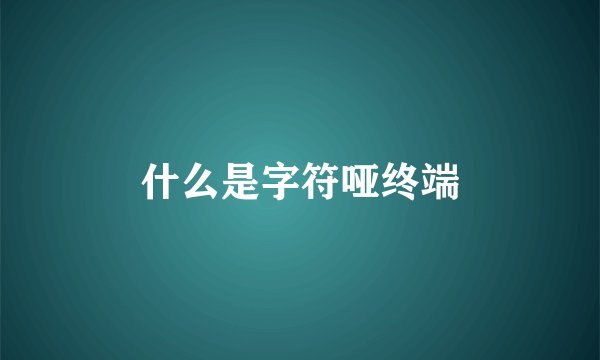 什么是字符哑终端