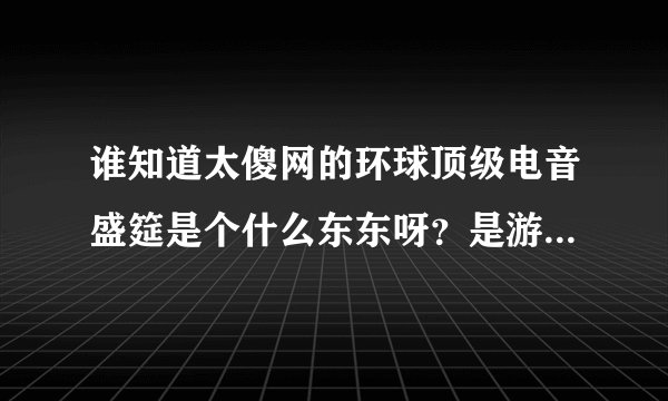 谁知道太傻网的环球顶级电音盛筵是个什么东东呀？是游学音乐会吗？