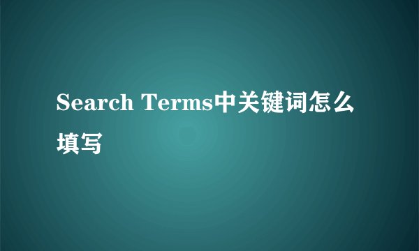 Search Terms中关键词怎么填写
