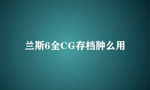 兰斯6全CG存档肿么用