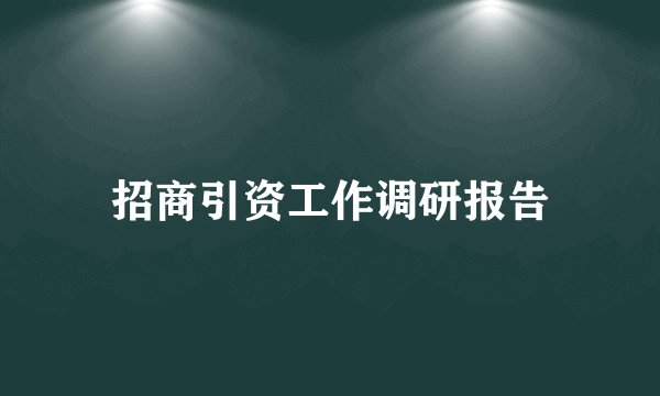 招商引资工作调研报告