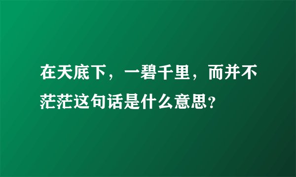 在天底下，一碧千里，而并不茫茫这句话是什么意思？