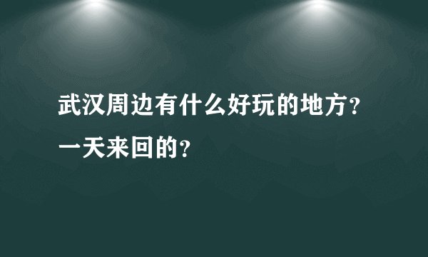 武汉周边有什么好玩的地方？一天来回的？