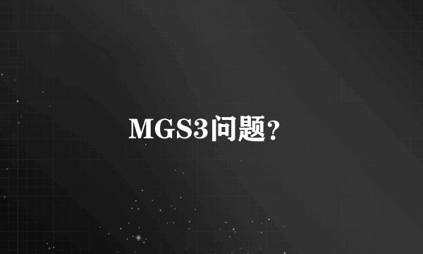 MGS3问题？