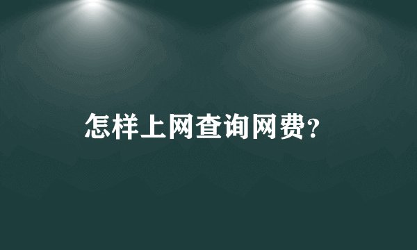 怎样上网查询网费？