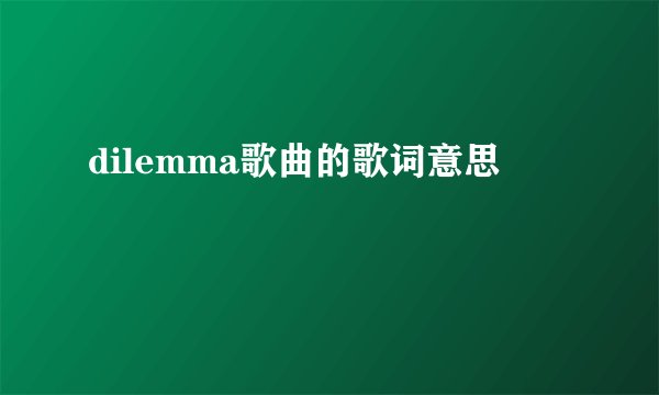dilemma歌曲的歌词意思