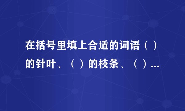 在括号里填上合适的词语（）的针叶、（）的枝条、（）的花朵、（）的怪石、（）的颜色、（）的日子