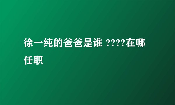 徐一纯的爸爸是谁 ????在哪任职