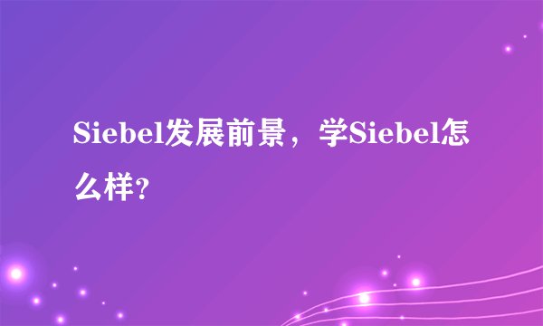 Siebel发展前景，学Siebel怎么样？