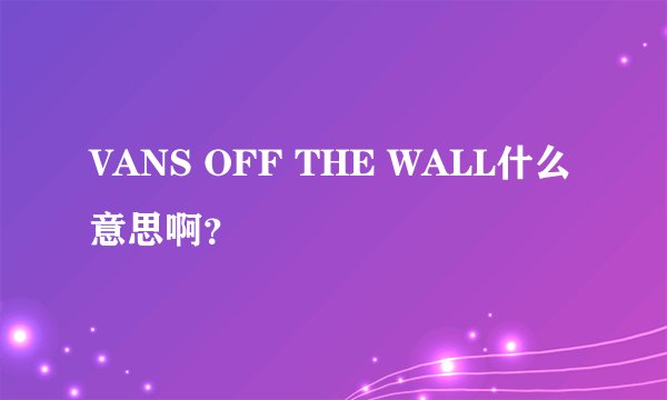 VANS OFF THE WALL什么意思啊？