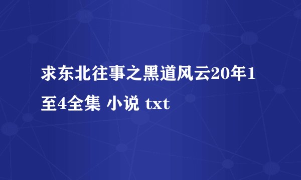 求东北往事之黑道风云20年1至4全集 小说 txt