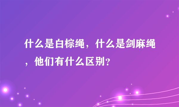 什么是白棕绳，什么是剑麻绳，他们有什么区别？
