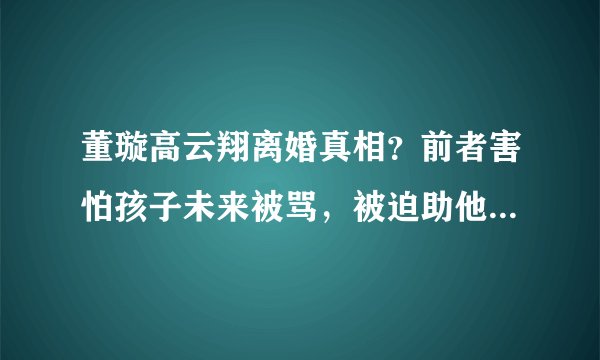 董璇高云翔离婚真相？前者害怕孩子未来被骂，被迫助他一臂之力！
