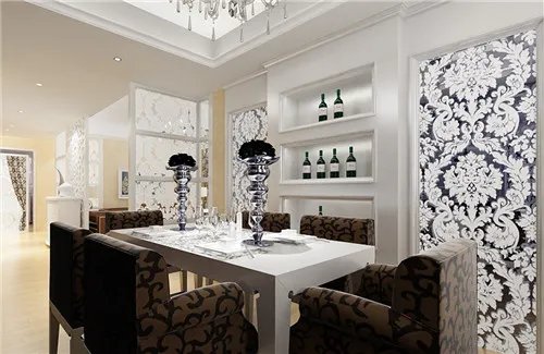餐厅酒柜隔断装修效果图  巧用酒柜分隔120㎡三室两厅