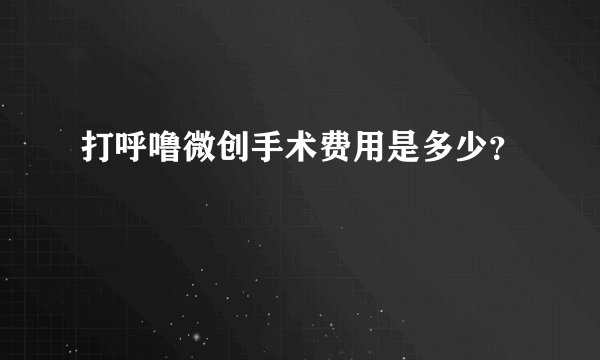 打呼噜微创手术费用是多少？