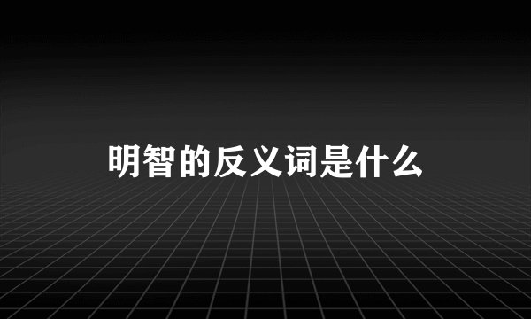 明智的反义词是什么