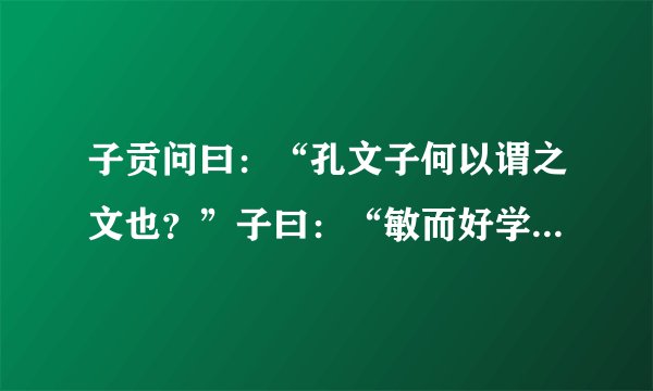 子贡问曰：“孔文子何以谓之文也？”子曰：“敏而好学，不耻下问