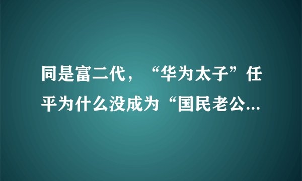 同是富二代，“华为太子”任平为什么没成为“国民老公”王思聪？