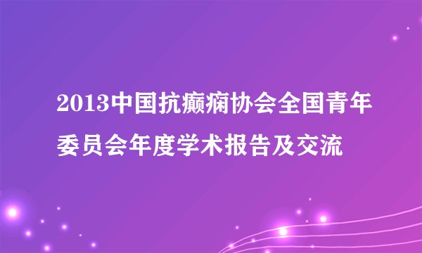 2013中国抗癫痫协会全国青年委员会年度学术报告及交流