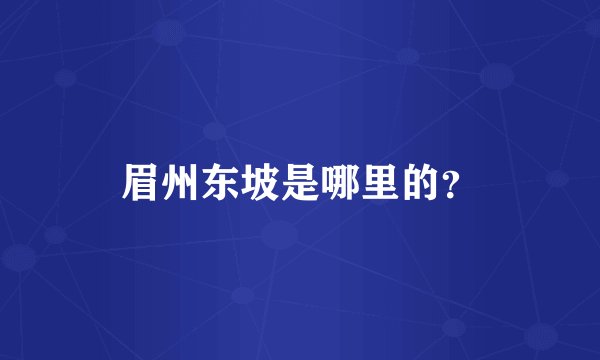 眉州东坡是哪里的？