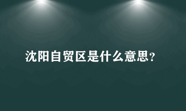 沈阳自贸区是什么意思？