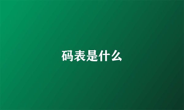码表是什么