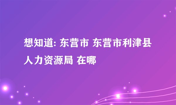 想知道: 东营市 东营市利津县人力资源局 在哪