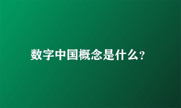 数字中国概念是什么？