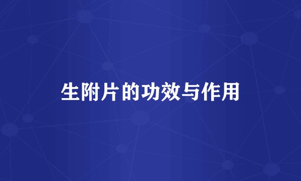 生附片的功效与作用