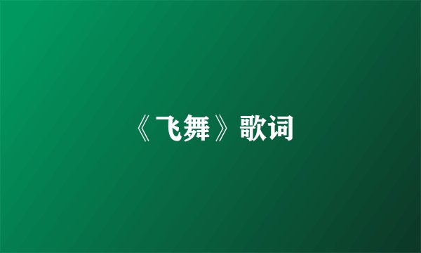 《飞舞》歌词