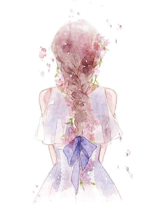 有没有唯美好看的女生背影插画图片?