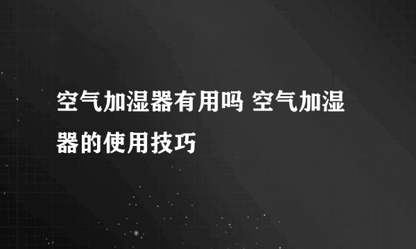 空气加湿器有用吗 空气加湿器的使用技巧